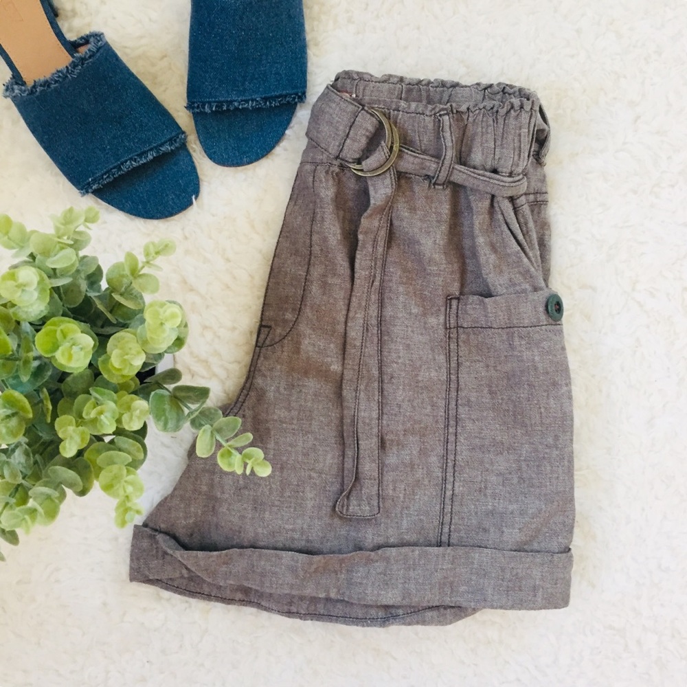 ANTHROPOLOGIE Hei Hei Grey Brown Belted Shorts Size Small